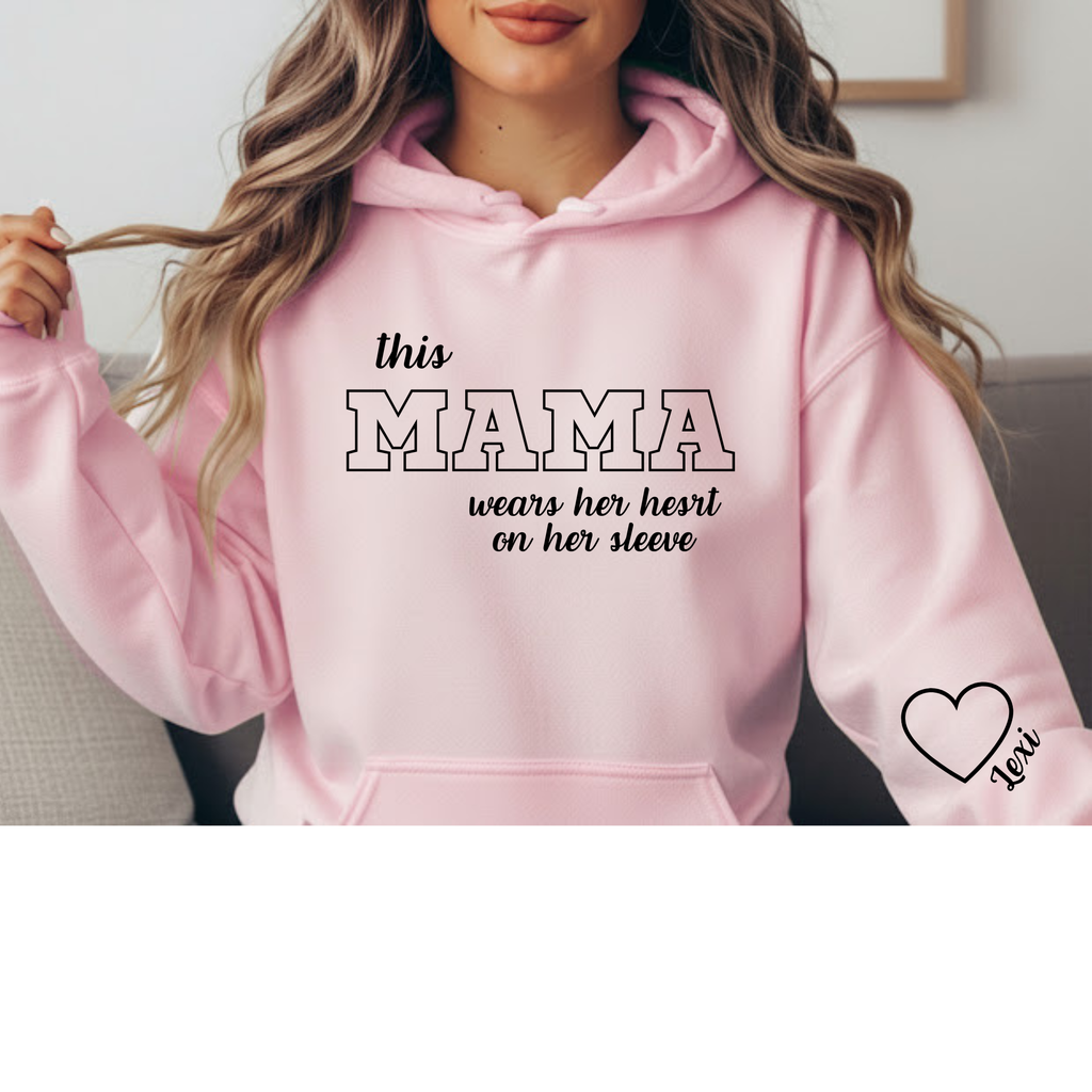 This Mama Wears Her Heart On Her Sleeve (Personalized Sweater)