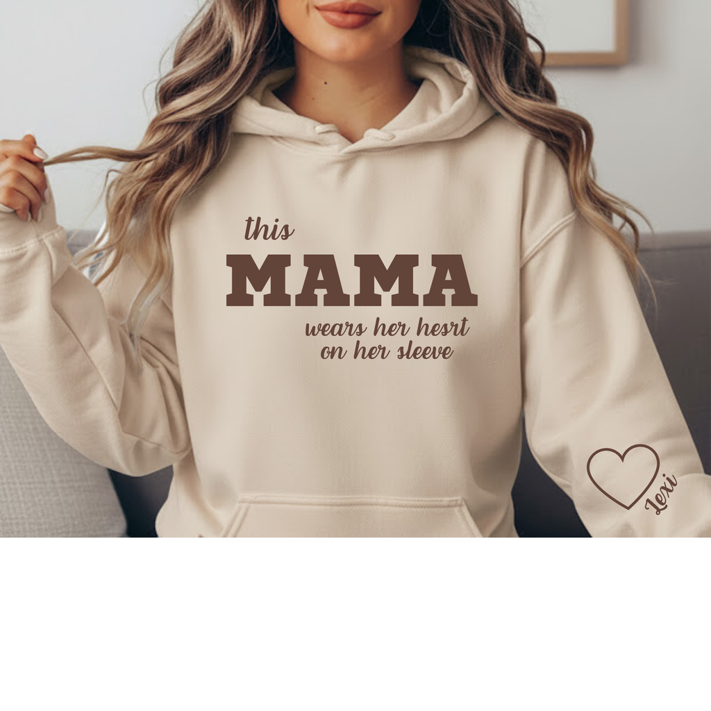 This Mama Wears Her Heart On Her Sleeve (Personalized Sweater)